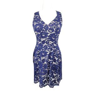 Vince Camuto Navy Blue Lace Overlay Mini Dress